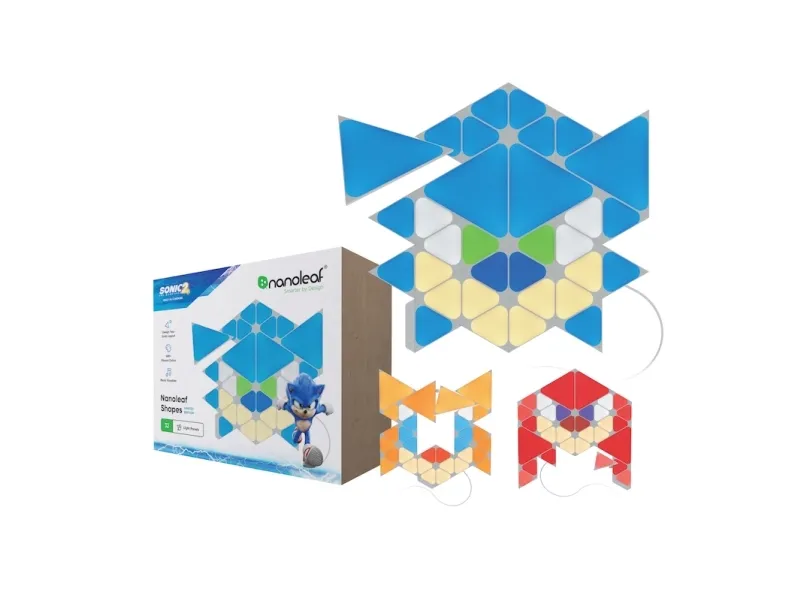 Nanoleaf Shapes Starter Kit (Sonic Limited Edition) - Trådløst belysningssæt - LED x 32 - klasse G - RGBW-lys - 1200-6500 K - triangel