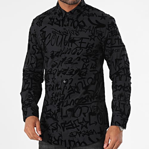 Chemise Manches Longues Print Graffiti Flock 75GAL2S0 Noir
