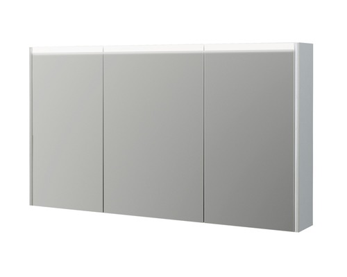 Badkamerspiegelkast, 120 x 15 x 67 cm, wit hoogglans, 3-deurs, LED, IP44
