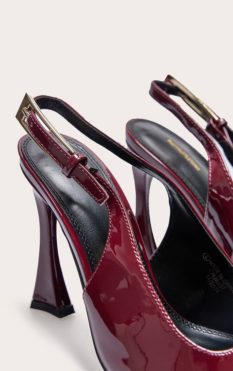 Rouge Bordeaux Escarpins Hauts En Synthétique Avec Boucle Dorée