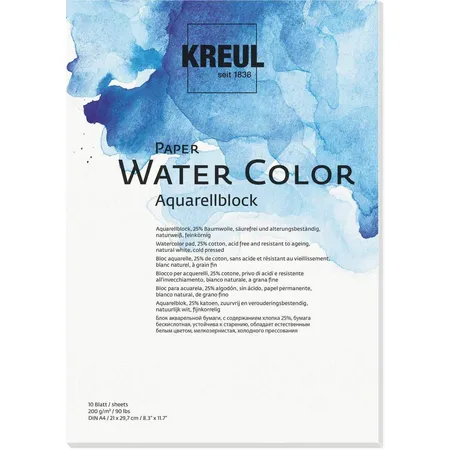 KREUL Paper Water Color, Aquarellblock, 10 Blatt, DIN A4
