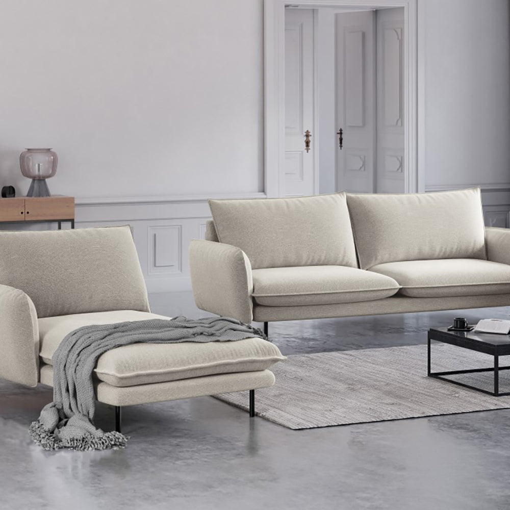Cosmopolitan Design Vienna Chaise Longue Links - Linnen - Lichtbeige
