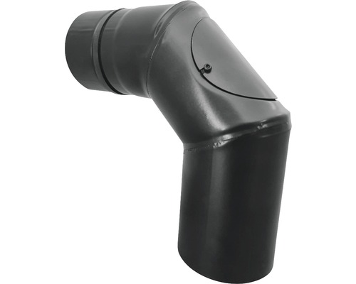 Pelletkachelpijp - bocht Bertrams 90° Ø 80 mm gepoedercoat zwart met deur