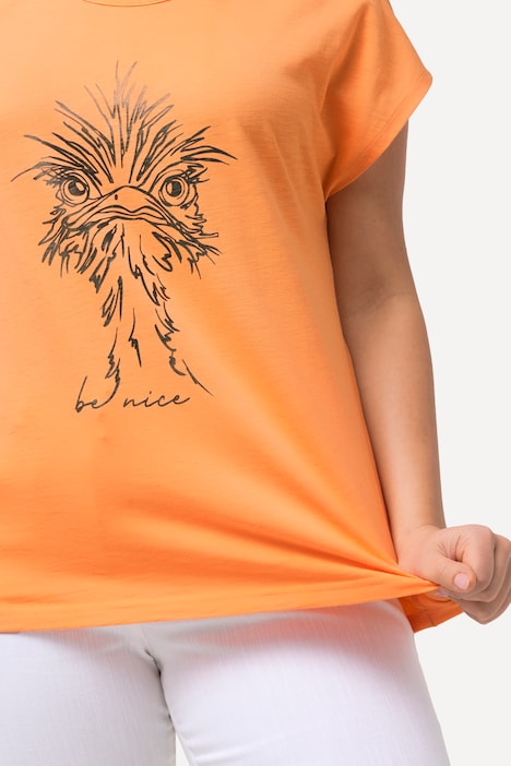 T-Shirt, Metallic-Tiermotiv, Oversized, Rundhals, Halbarm
