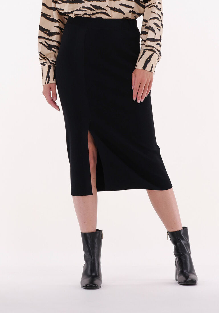 SECOND FEMALE zwarte second female midirok menthina knit skirt