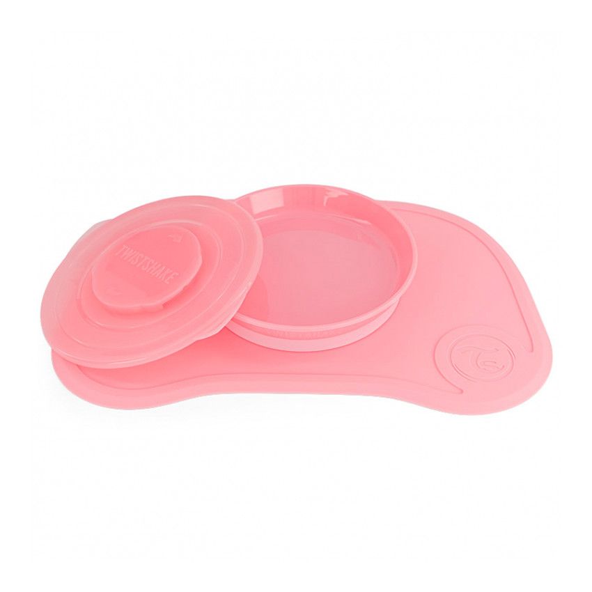 Set plateau Click Mat Mini + Assiette 6+ mois – Rose Pastel - Ecru