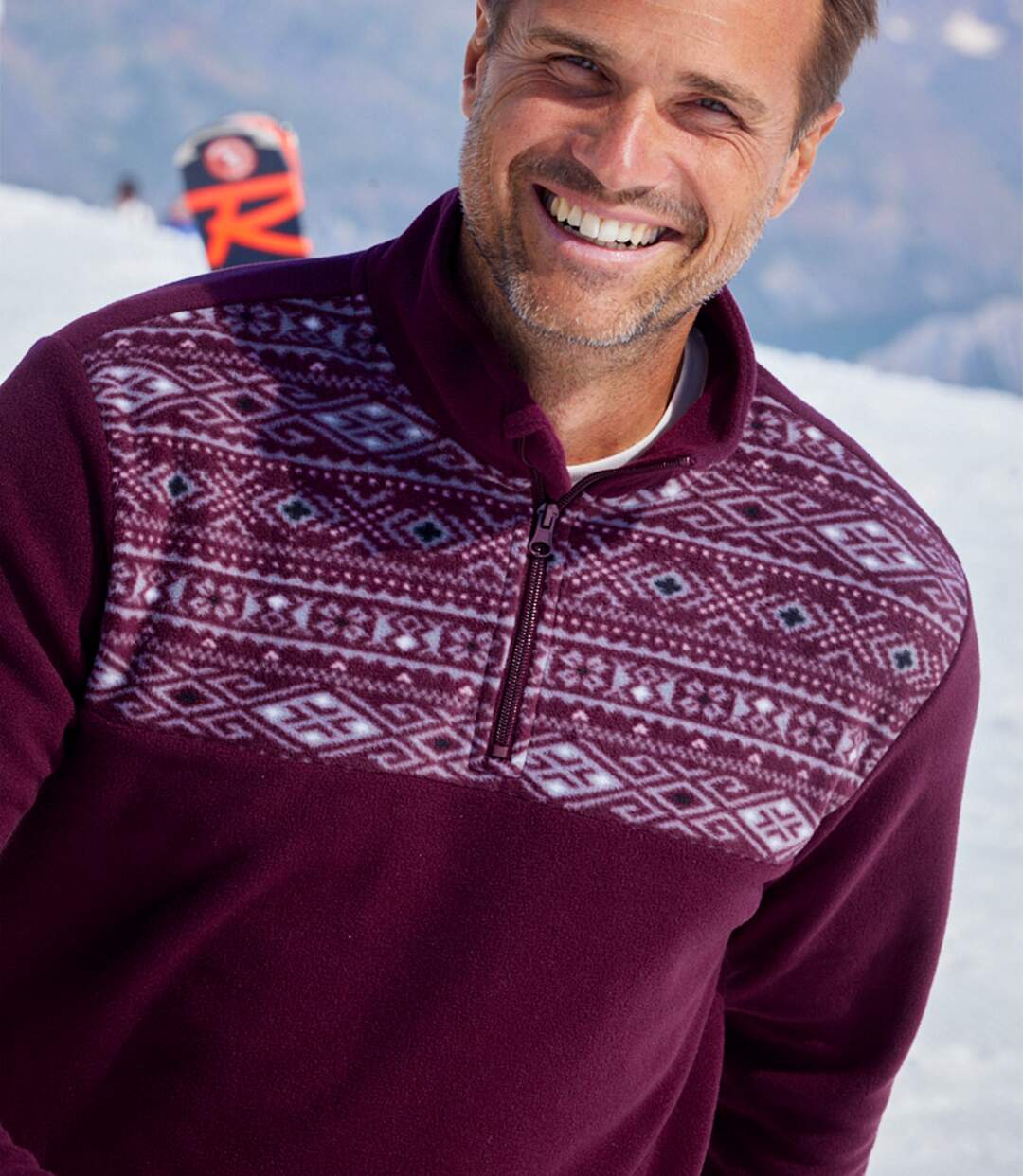 Pull Micropolaire Zippé Motifs Jacquard