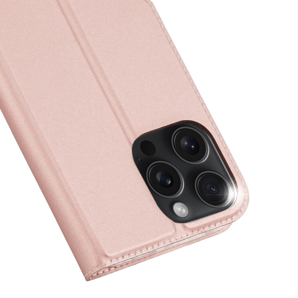 iPhone 16 Pro Flip Wallet Cover Leder Tasche - Roségold