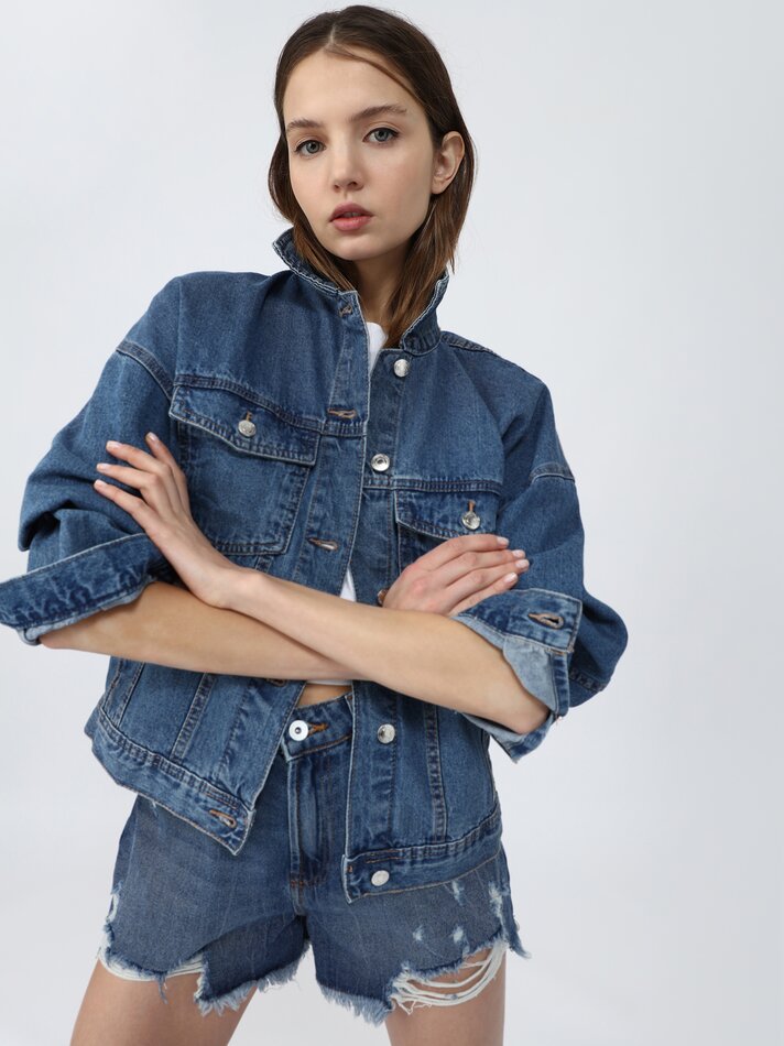 Jaqueta jeans oversized - Índigo