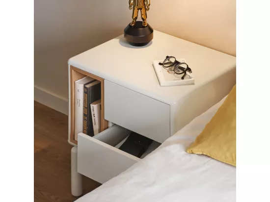 Corvo - Table de chevet en bois : Couleur - Blanc