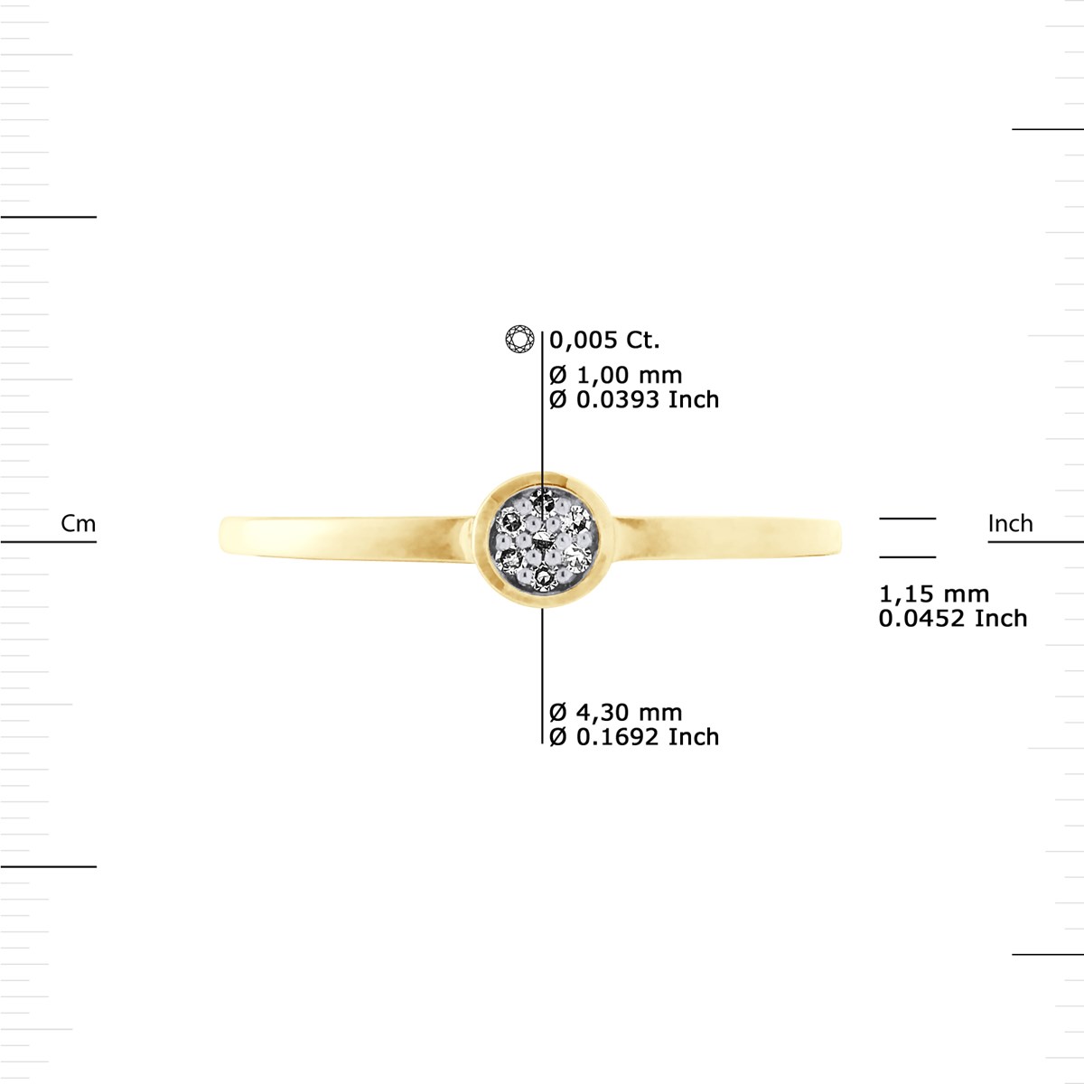 Solitaire Diamants 0,040 Cts Or Jaune