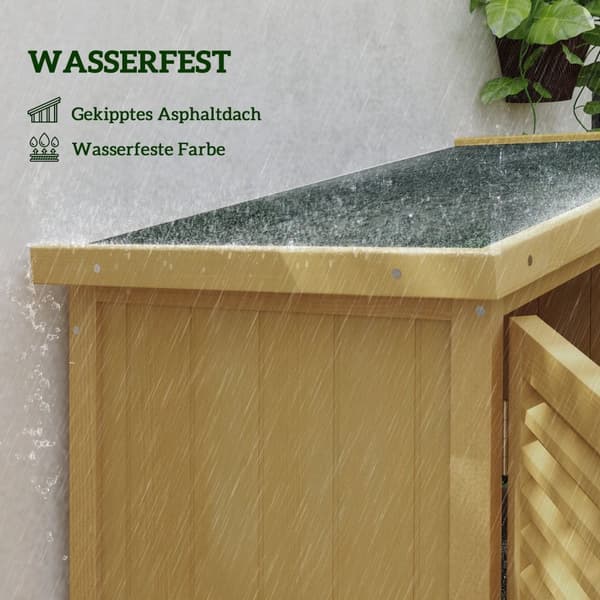 Hageskap redskapsbod i tre med asfalttak sprossedør redskapsskap bod hage 4 rom lys gul 87 x 46,5 x 160 cm