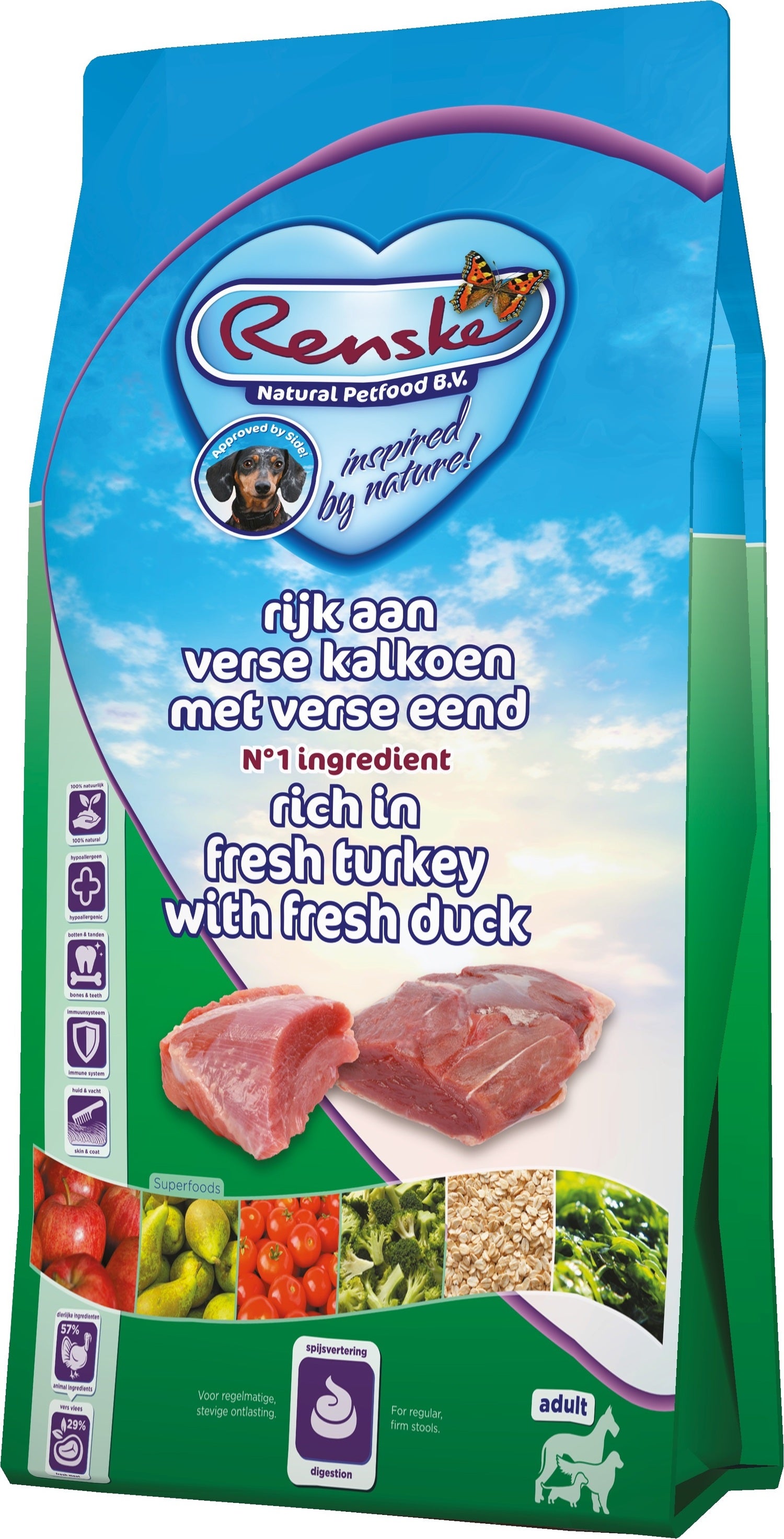 Renske Super Premium droogvoeding verse kalkoen met eend 12 kg