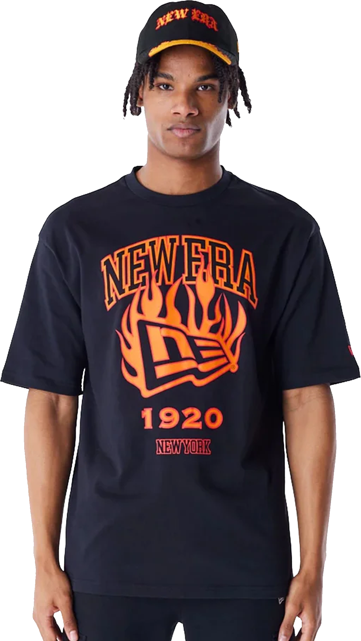 New Era Ne Flag Flame Oversized T-Shirt Schwarz