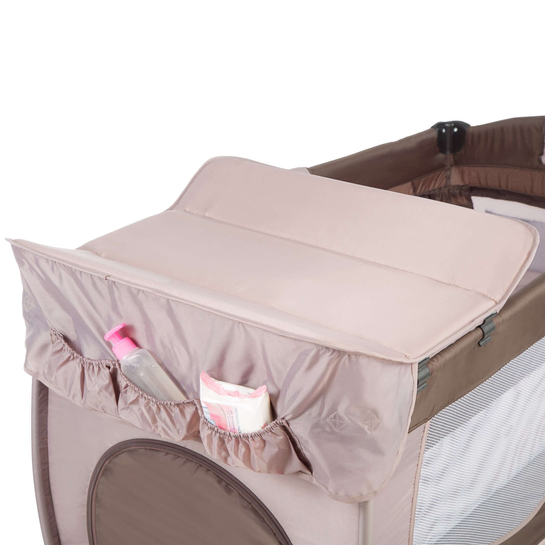 tectake® Kinder Reisebett, klappbar und höhenverstellbar, 2 Rollen mit Bremsen, inklusive Tragetasche, 132 x 75 x 104 cm