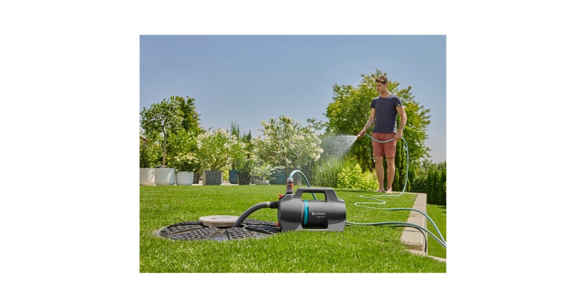 GARDENABesproeiingspomp 4100 Silent set  (Donkergrijs/turquoise,  550 Watt)