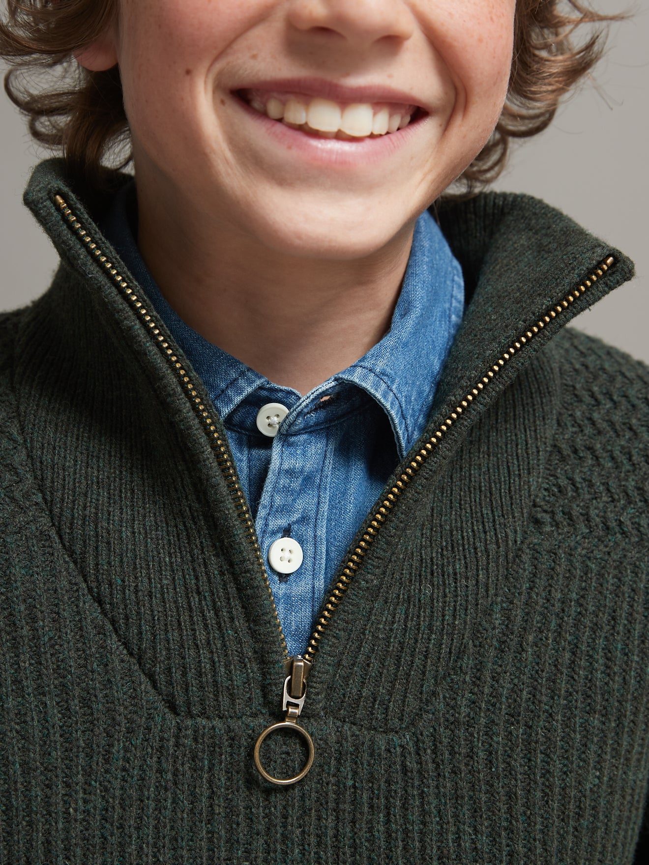Pull col montant garçon laine d'agneau