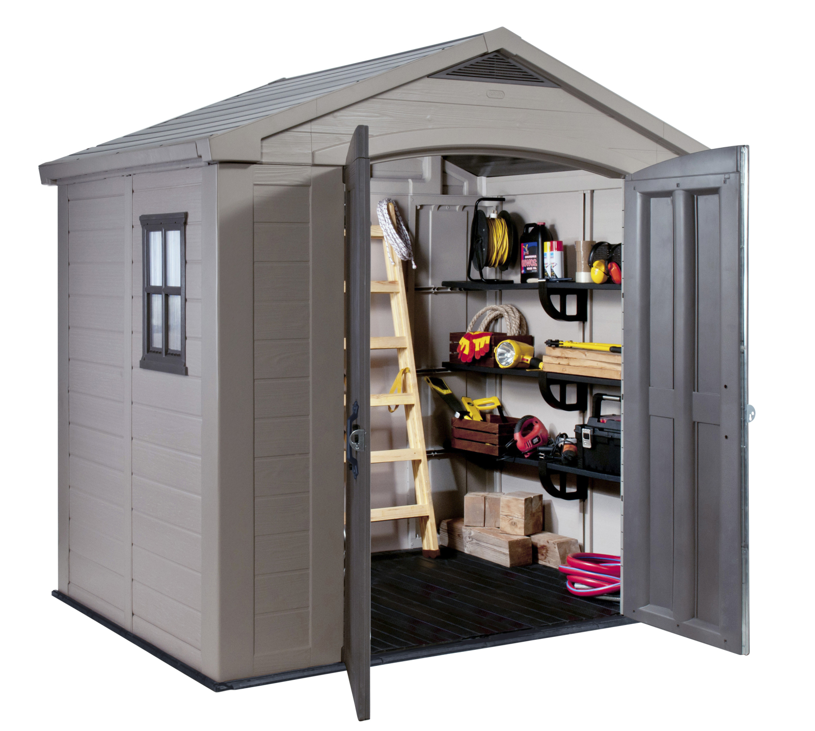 Gerätehaus FACTOR 8x6 - taupe-beige - Kunststoff - 248,5x178 cm