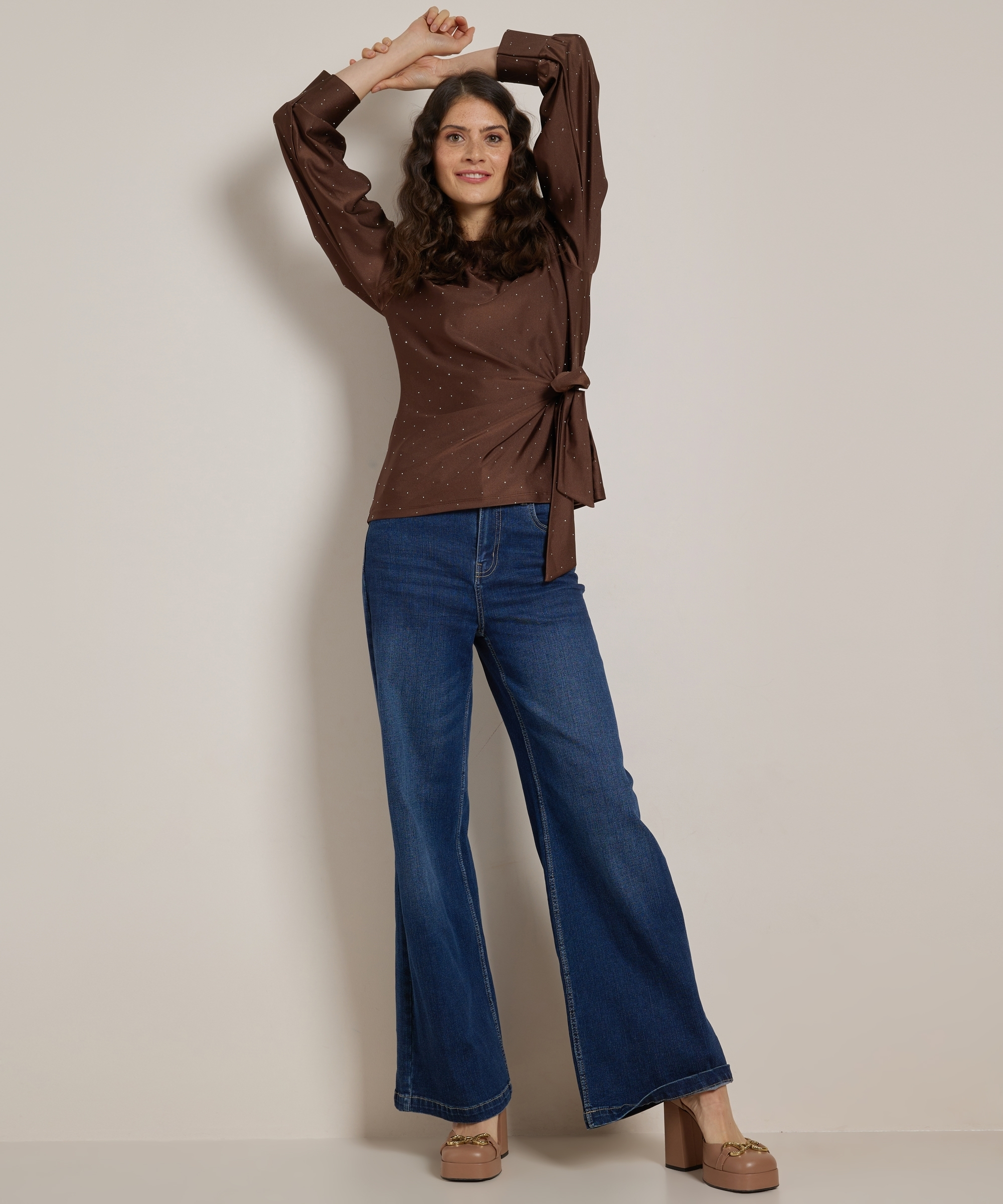 glitter top met strik