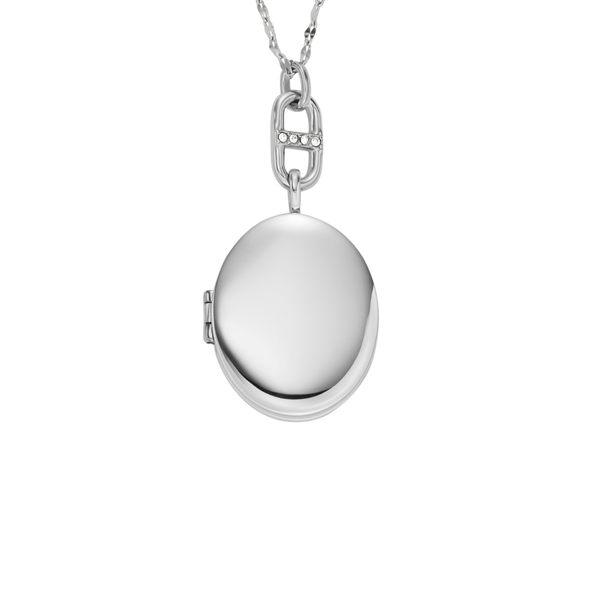 Collier FOSSIL acier inoxydable porte photo 45 cm