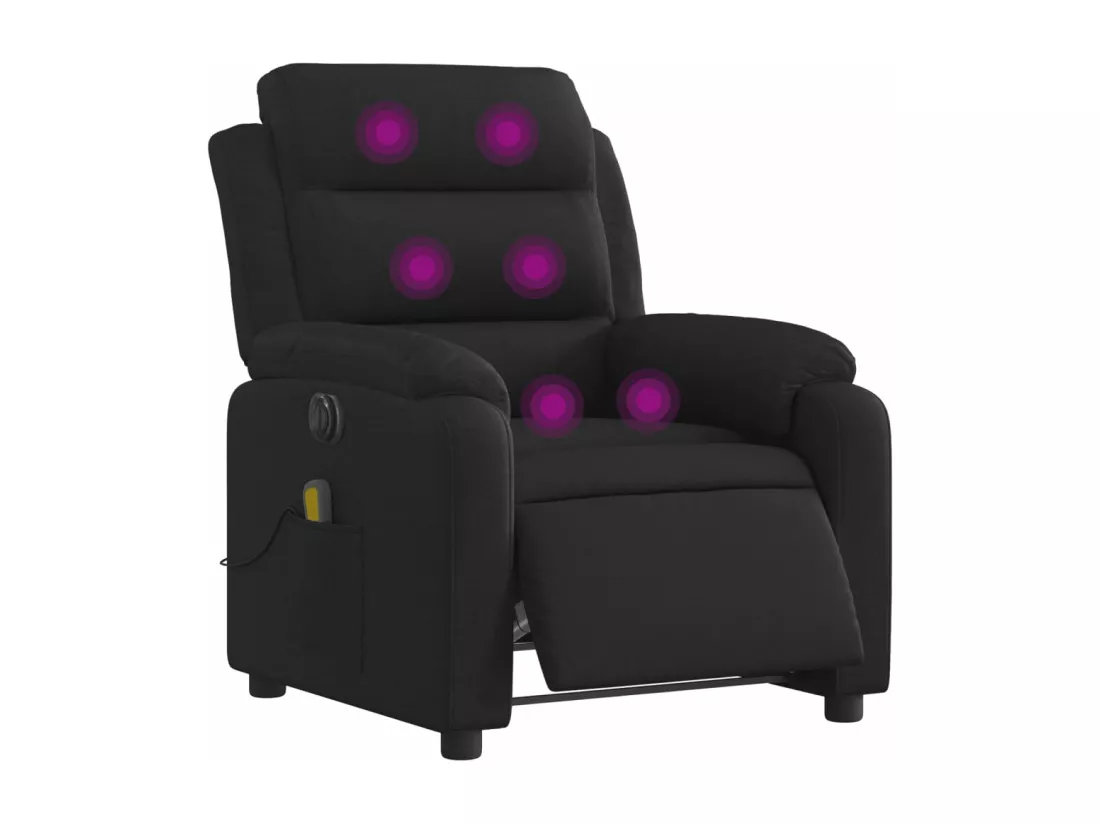 Fauteuil massant inclinable électrique Noir Tissu