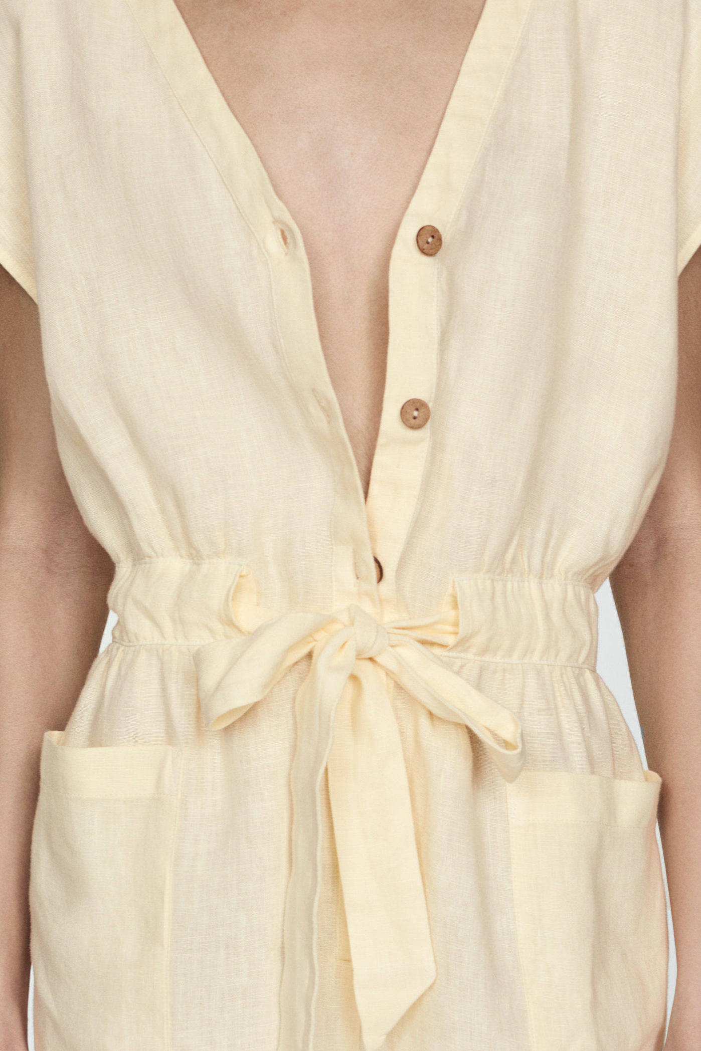Mango linnen playsuit lichtgeel