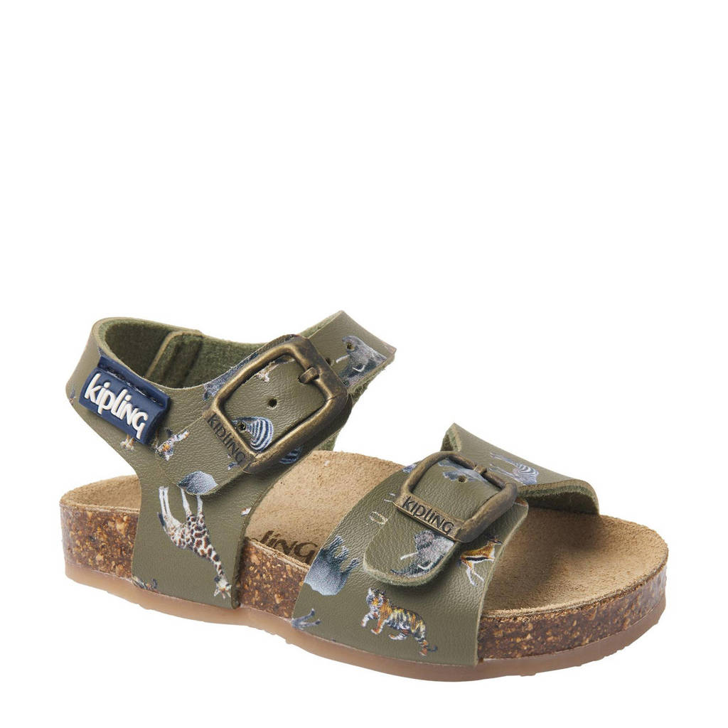 Kipling leren sandalen kaki