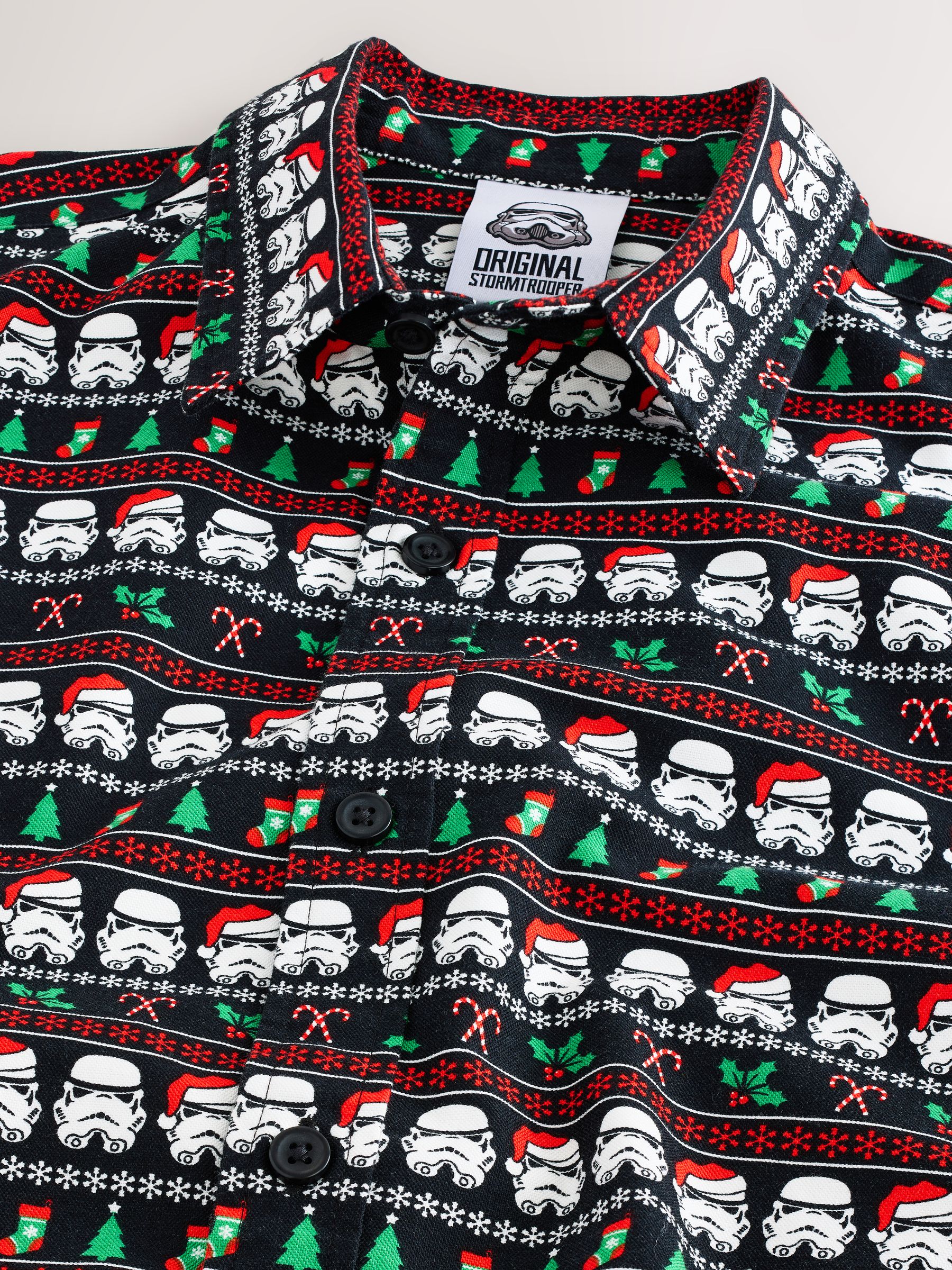 Zwart - Overhemd met kerstprint en lange mouwen met Stormtrooper