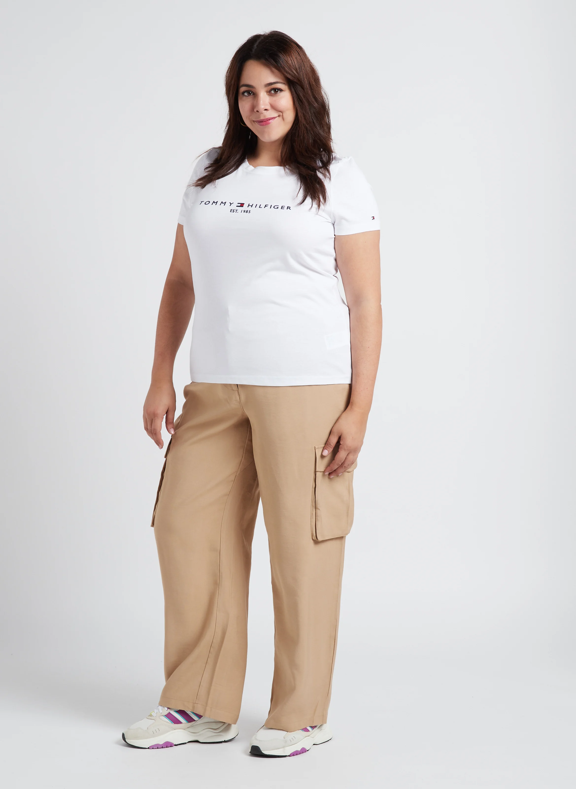 Tee-shirt col rond brodé en coton bio | Blanc