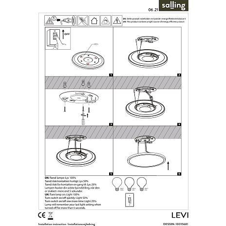 Levi dæmpbar væg- og loftlampe - hvid
