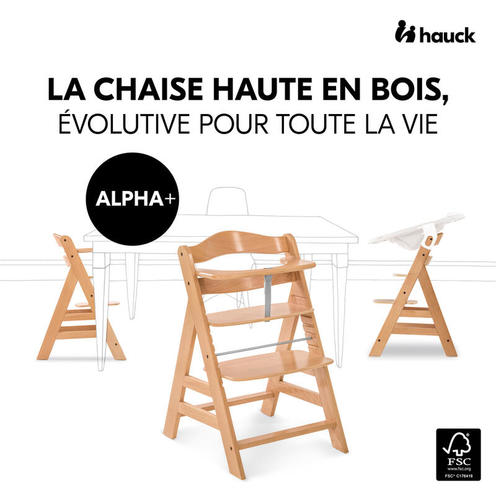 Chaise haute Alpha+ - Bois - HAUCK