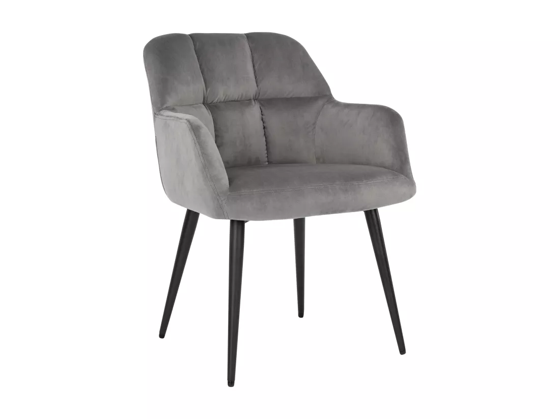 Lot de 6 chaises avec accoudoirs - Velours et métal - Gris - PEGA de PASCAL MORABITO