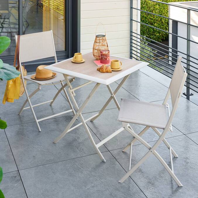 Table de jardin pliante carréee AZUA Epeautre / Argile