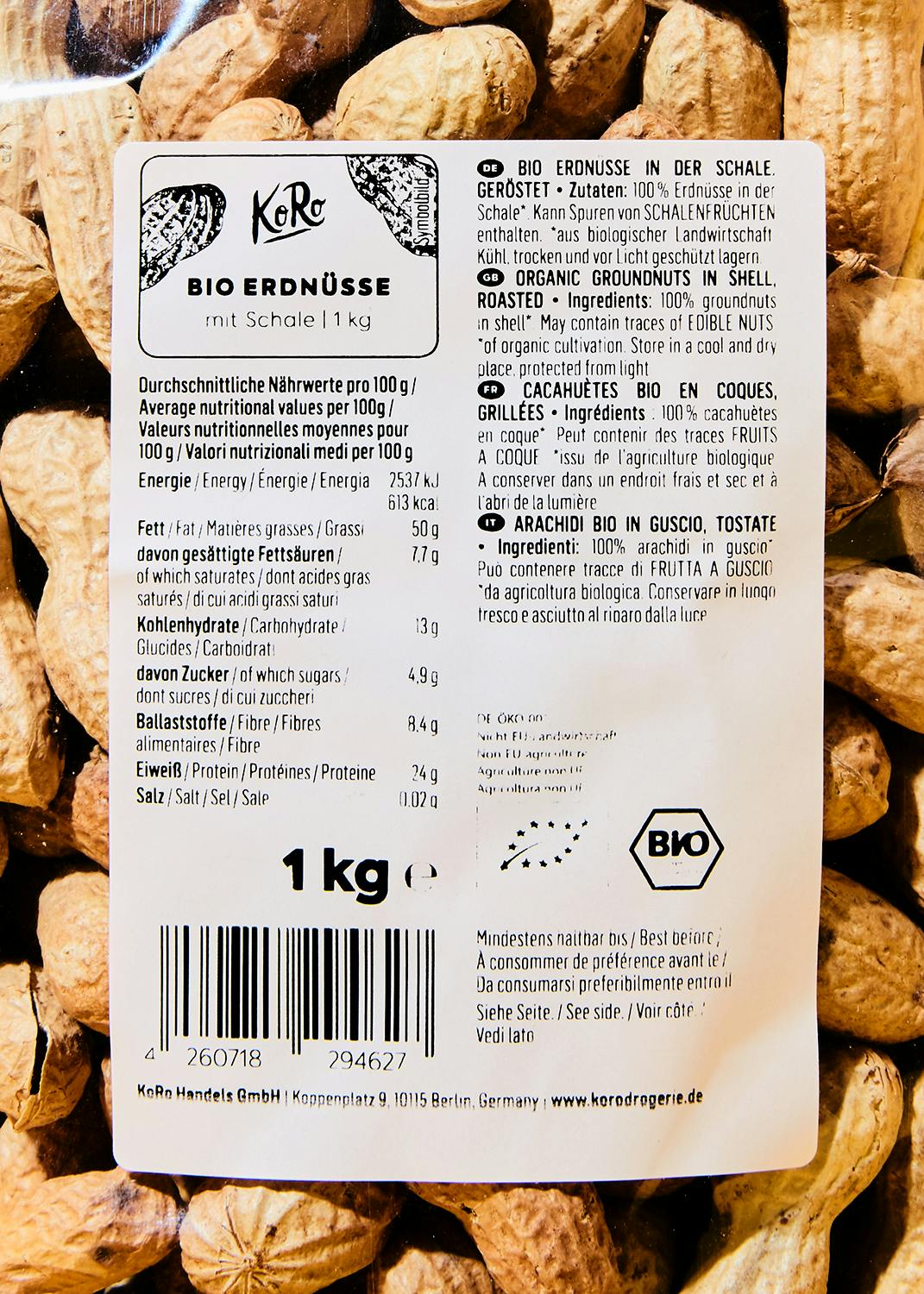Bio Erdnüsse mit Schale 1 kg