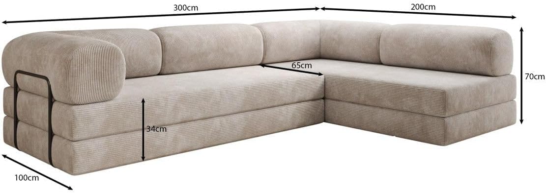 Designer Sofa Lazy L in Cord Beige Links