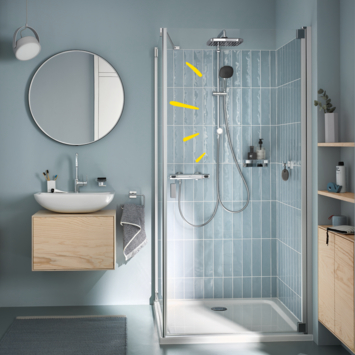 Grohe Douchesysteem Vitalio Comfort 250 Douchesysteem vierkant met omstelling, Max. 8,0L/M Bij 3 Bar Chroom - hartafstand kraan 15 cm
