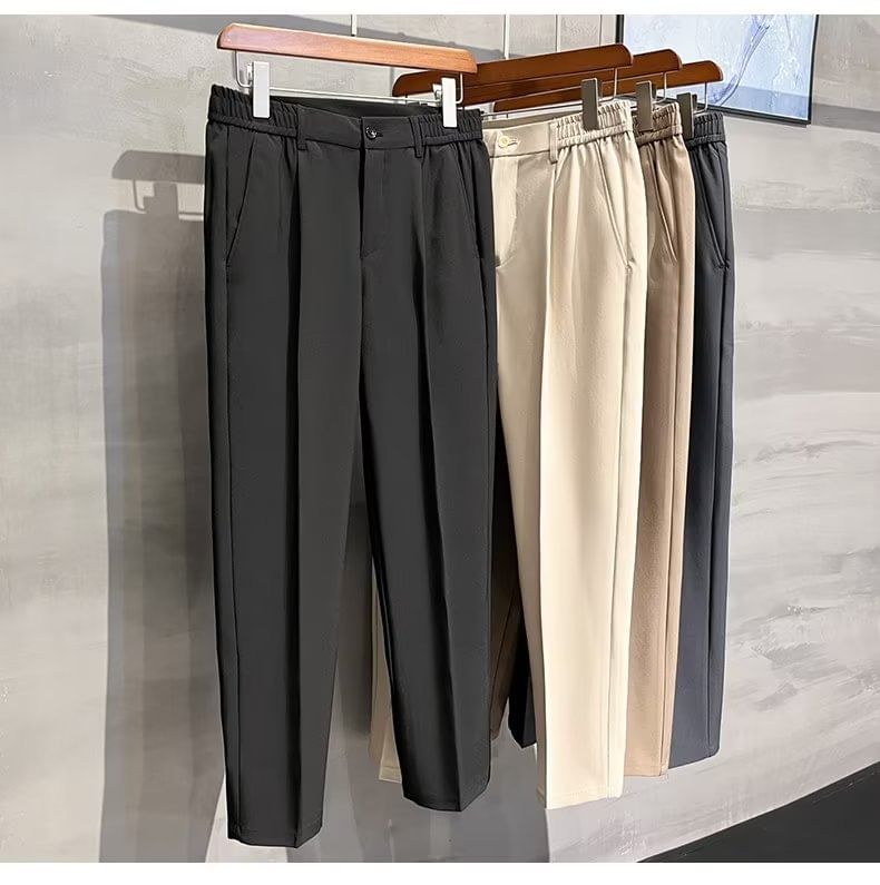 Maxelane - Effen rechte broek met elastische taille (verschillende ontwerpen)
