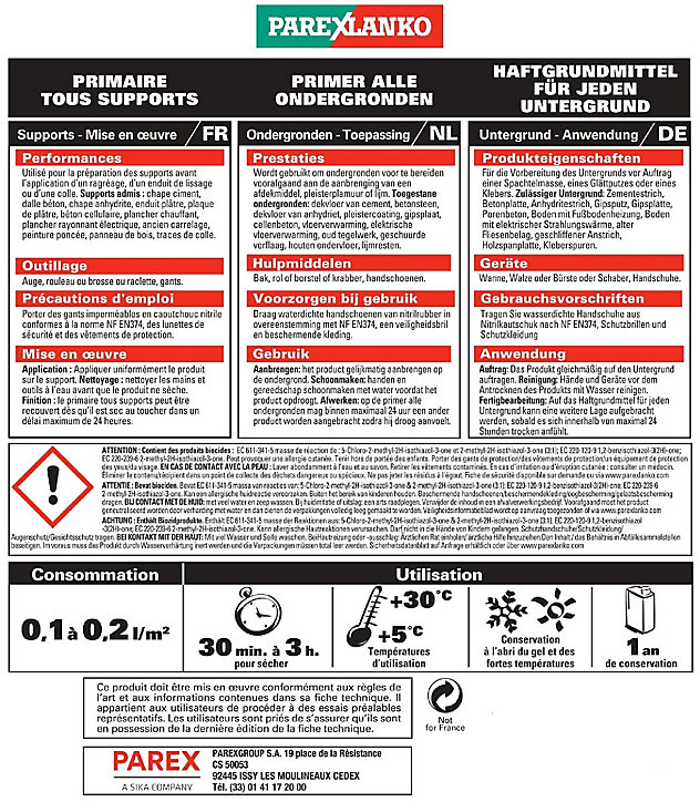 Primaire tous supports Parexlanko 2 litres
