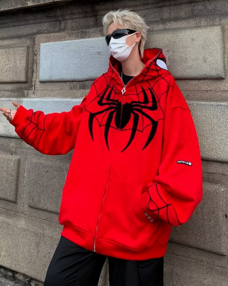 Bay Go Mall - Hoodie met geborduurde spin