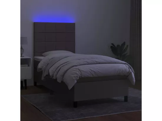 Sommier tapissier avec matelas et LED Taupe 90x190 cm Tissu