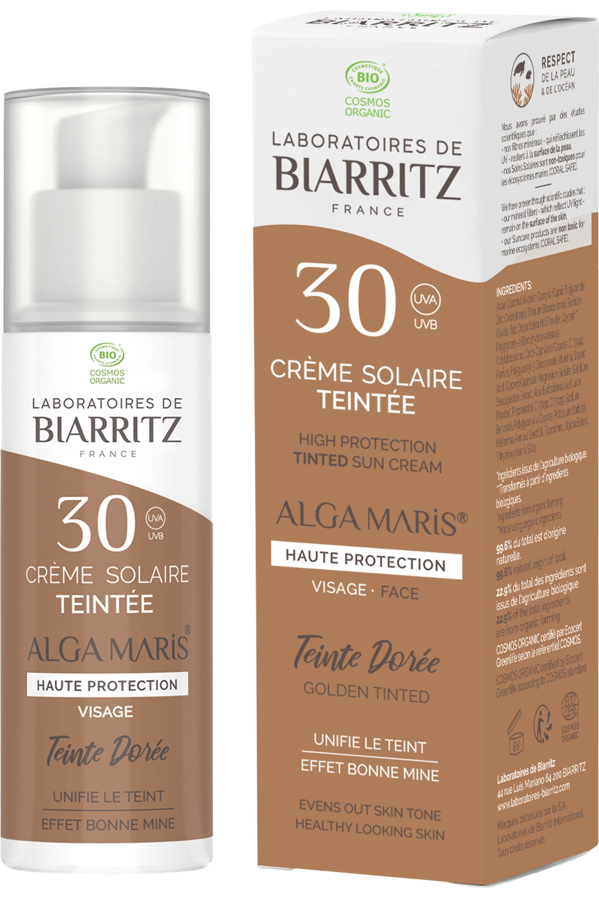 LABORATOIRES DE BIARRITZ Crème solaire visage teintée SPF30-50 ml