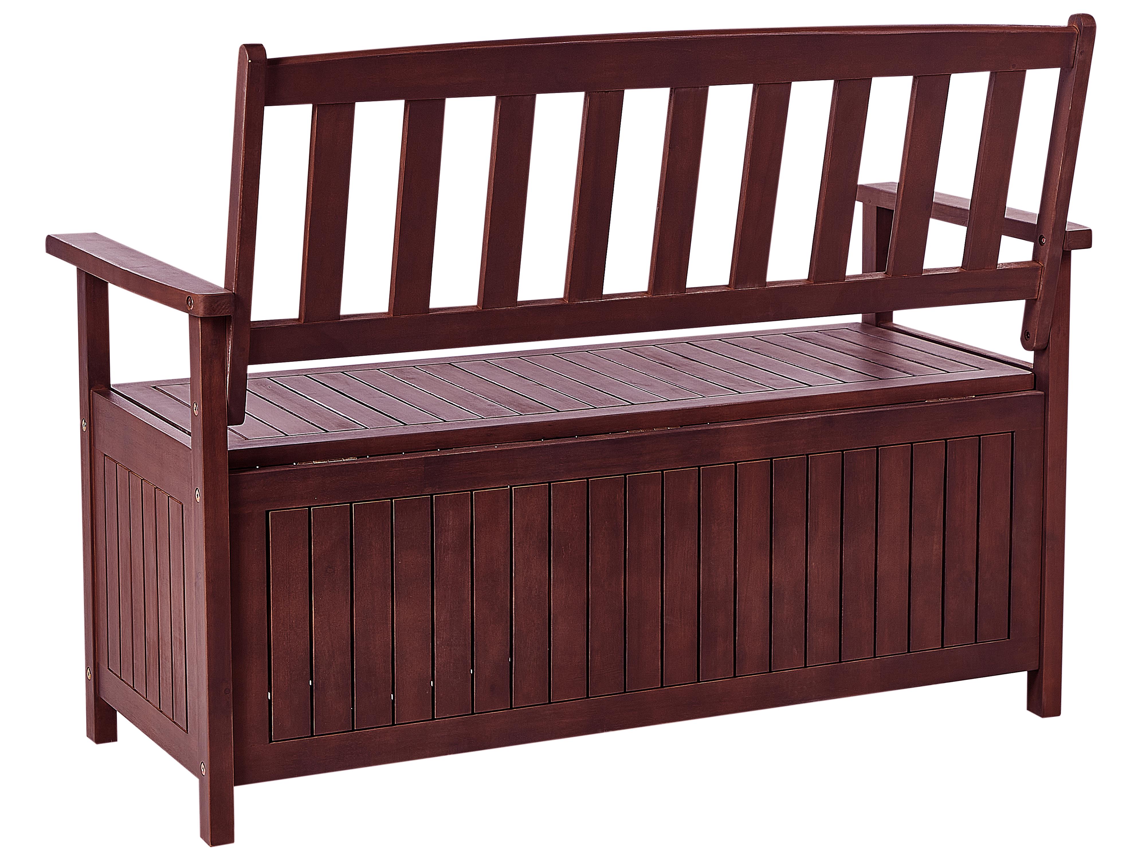 Tuinbank met zitkussen SOVANA 120 cm met opbergruimte Acaciahout Rood