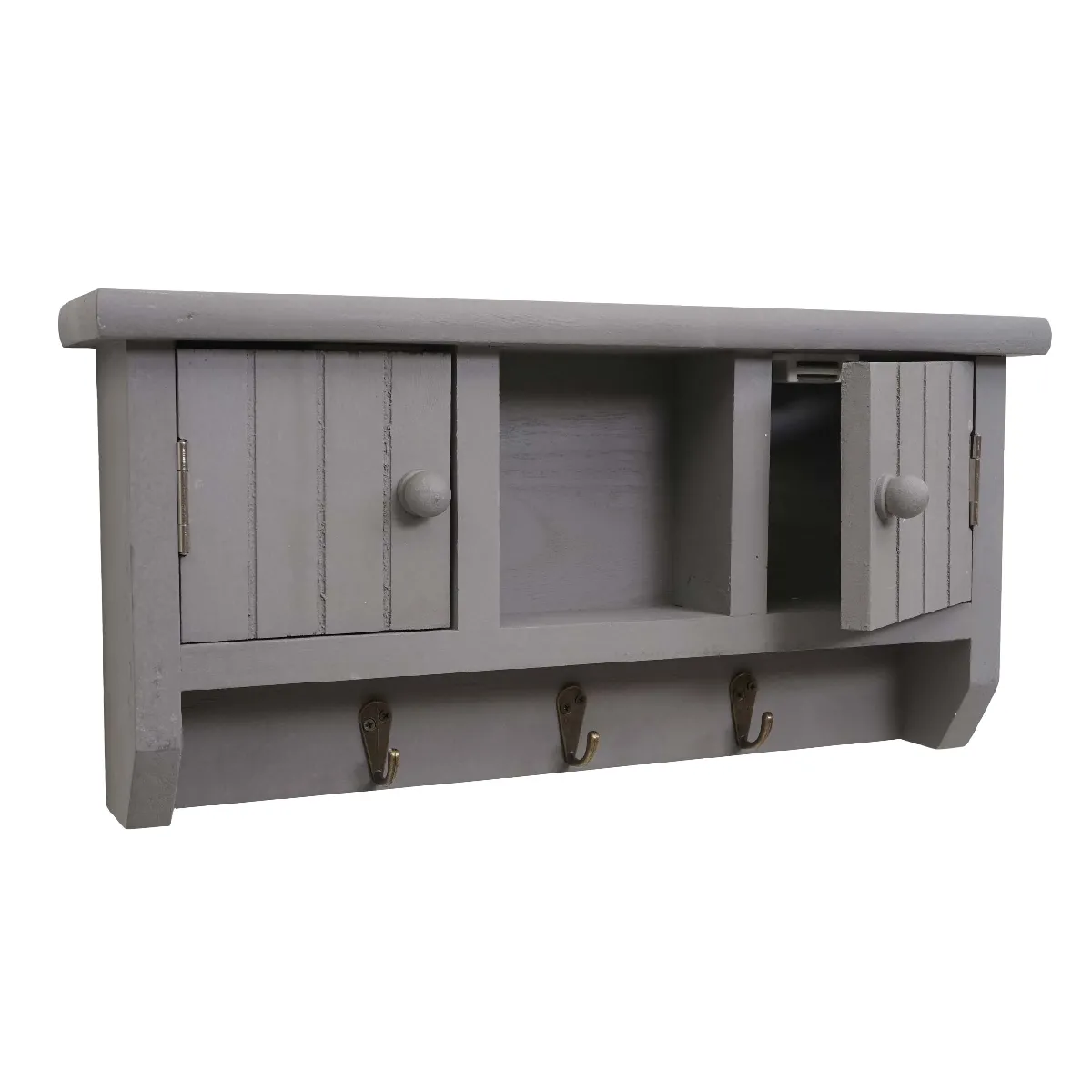 Decoshop26 Porte-clés mural - Bois massif gris