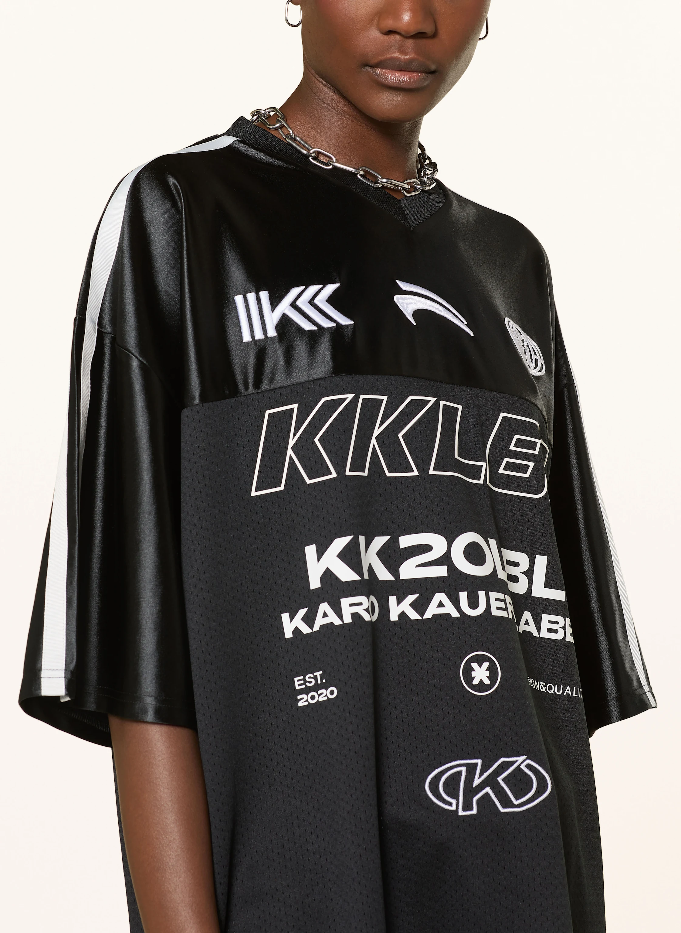KARO KAUER T-Shirt im Materialmix