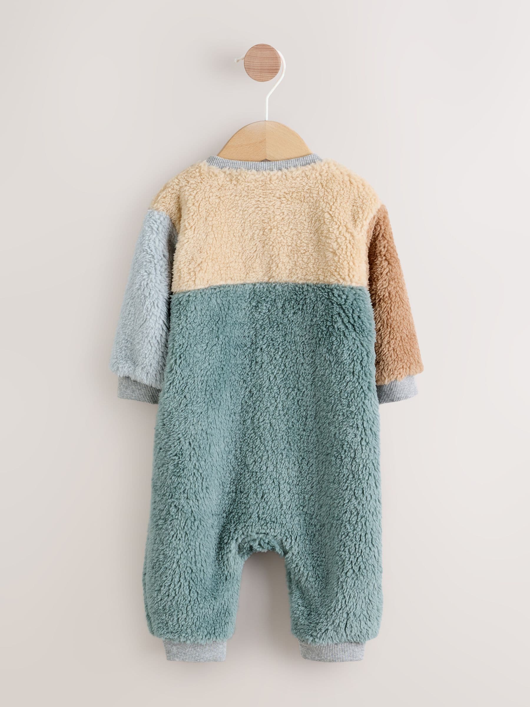 Mineraalkleurig - Kleurgeblokkeerde fleece pyjama