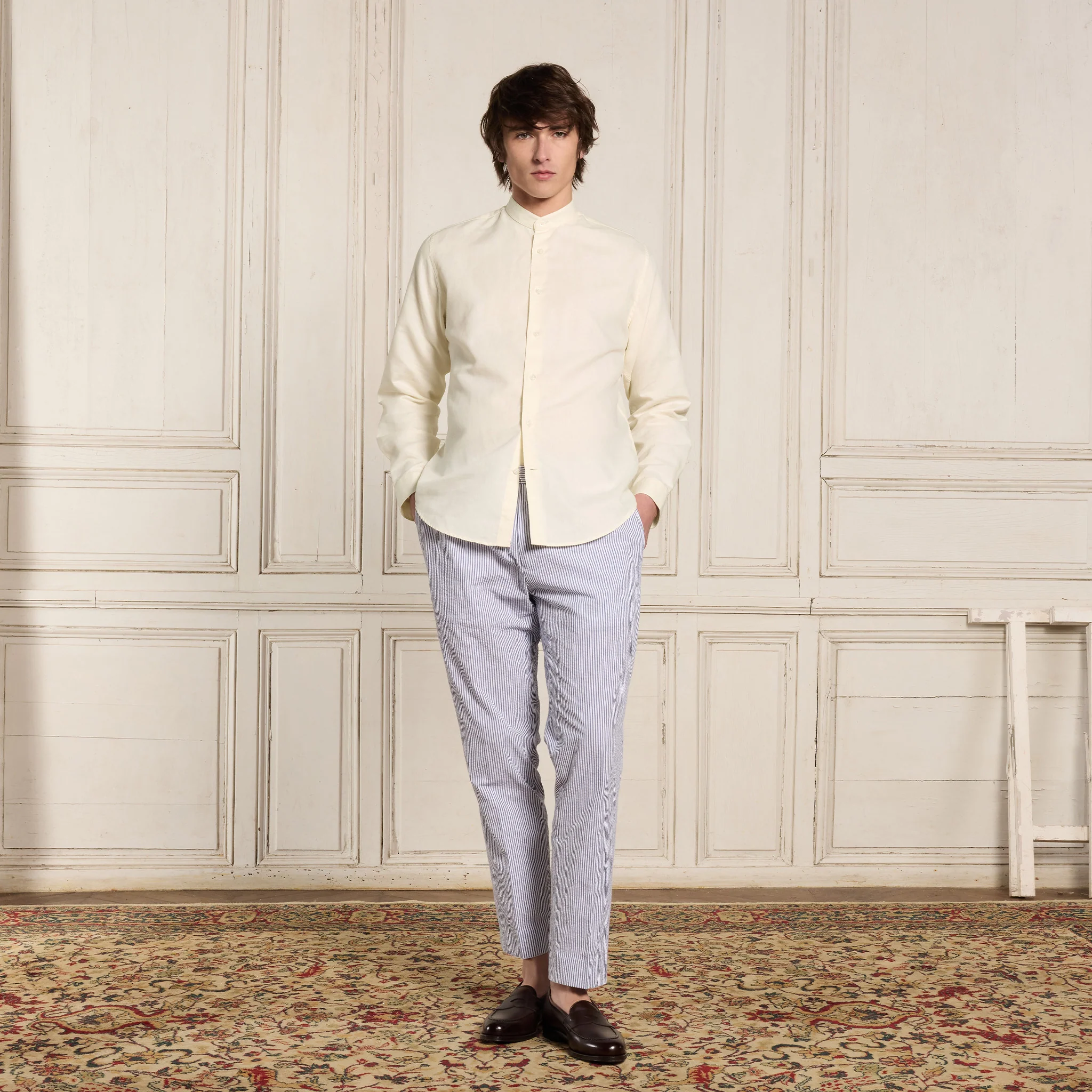 Ecru cotton and linen shirt