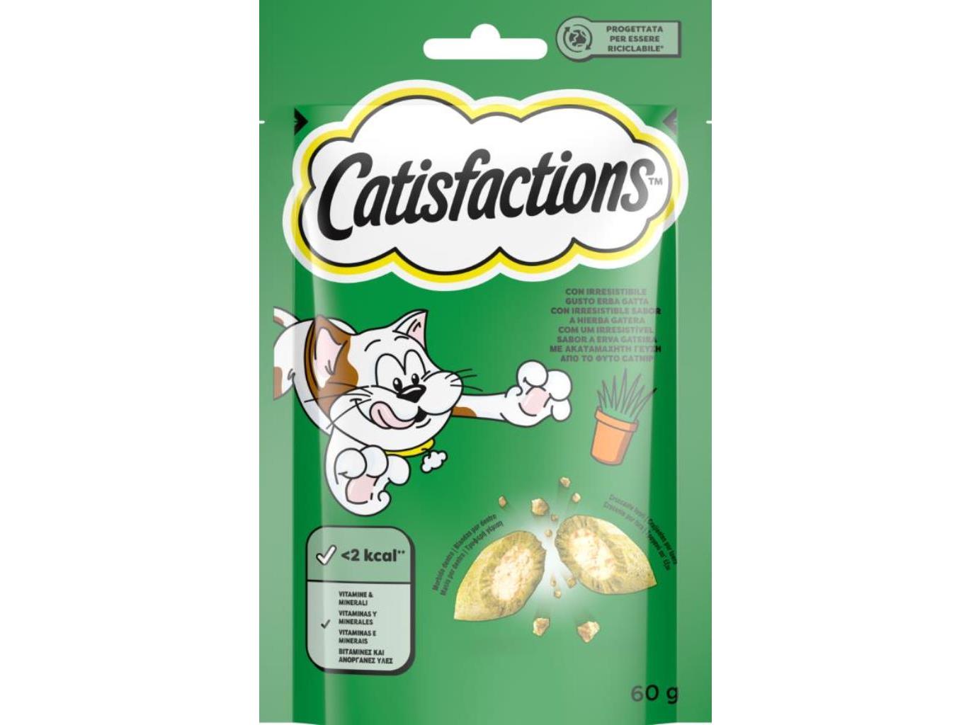 SNACK PARA GATO CATISFACTIONS ERVA GATEIRA 60G