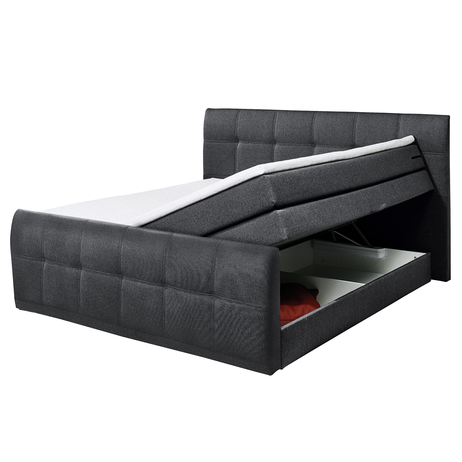 Boxspringbett - schwarz - Taschenfederkern - H2 - 180x200 cm