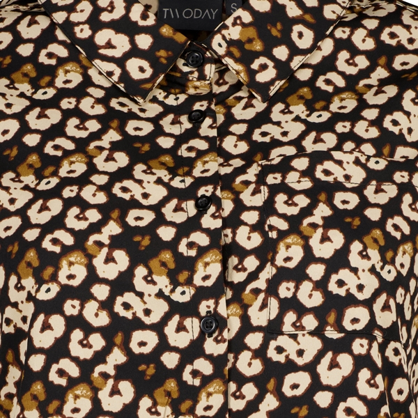 TwoDay lange dames blouse luipaardprint bruin