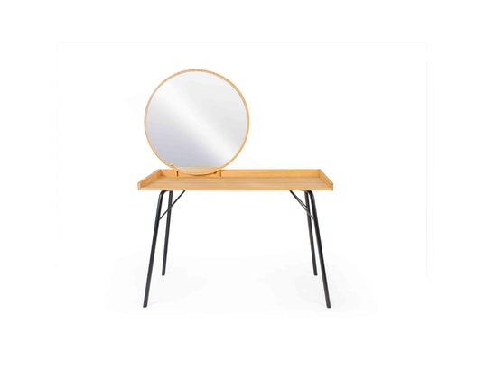 TERRE DE NUIT - Coiffeuse avec miroir en bois imitation chêne - cf0061